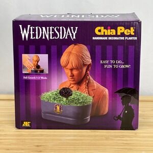 Chia‎ Pet Wednesday Addams Netflix Series Terracotta Decorative Planter Open Box